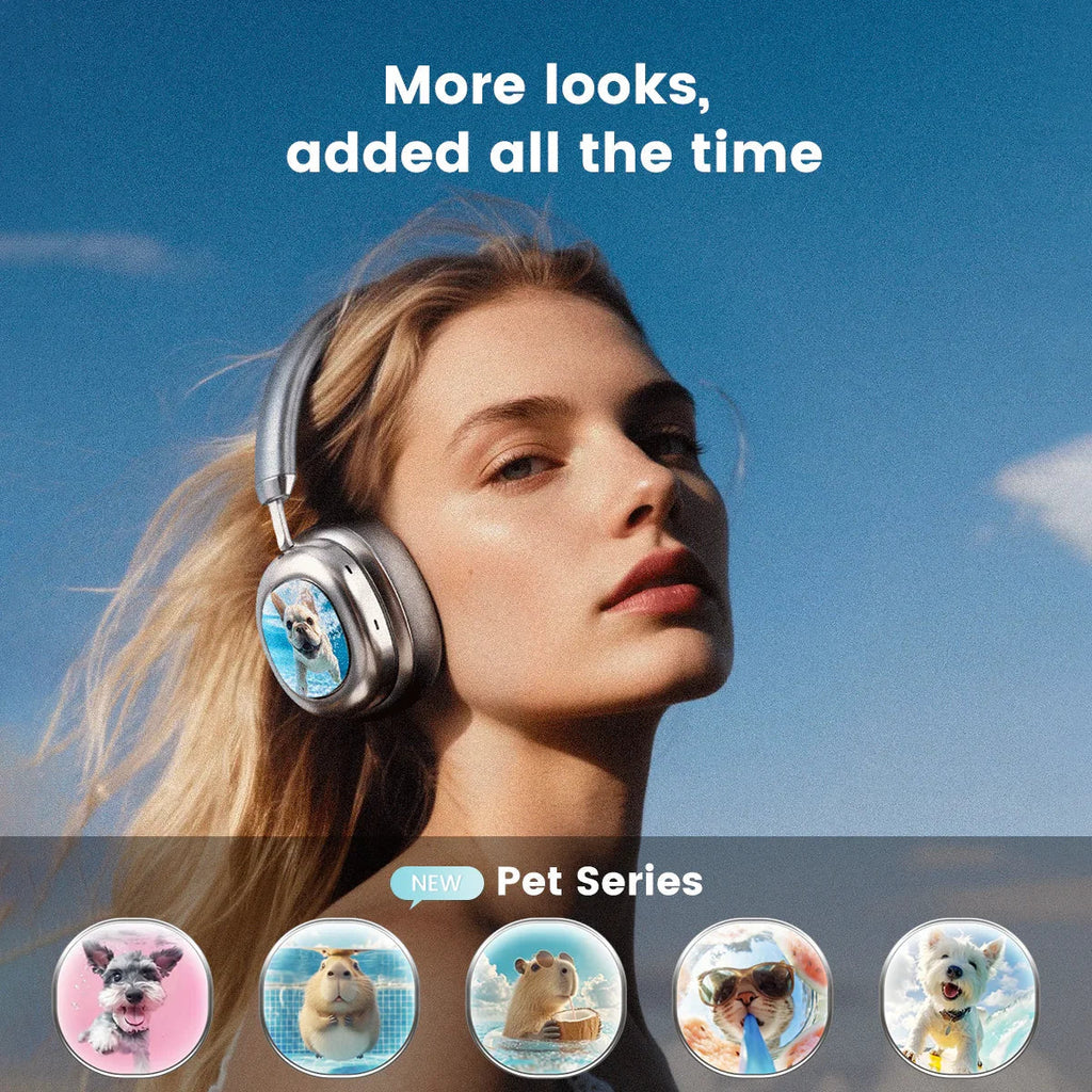 🎧 Smart Touchscreen Wireless Headphones – Active Noise Cancelling & Premium Sound