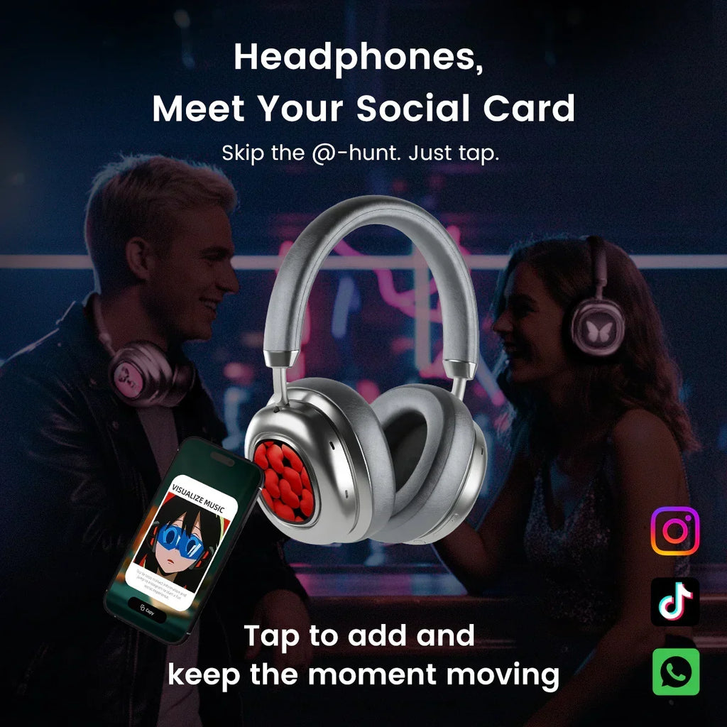 🎧 Smart Touchscreen Wireless Headphones – Active Noise Cancelling & Premium Sound