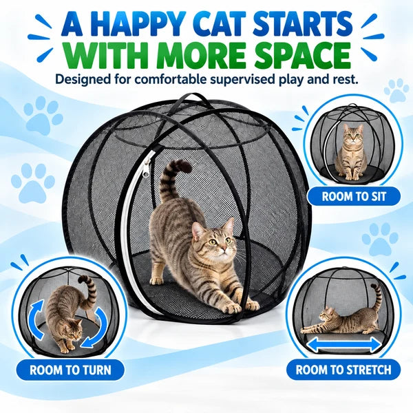 🐱 Portable Pop-Up Cat Playpen – Breathable Mesh Enclosure for Indoor & Outdoor Fun
