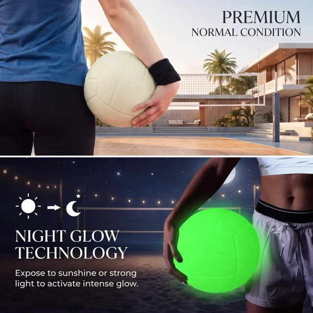 New Glow in The Dark Volleyball, Light-Charged Luminous Volleyball, Official Size and Weight Volleyball, Recreational Use Practice Volleyball,Night Sports Volleyball