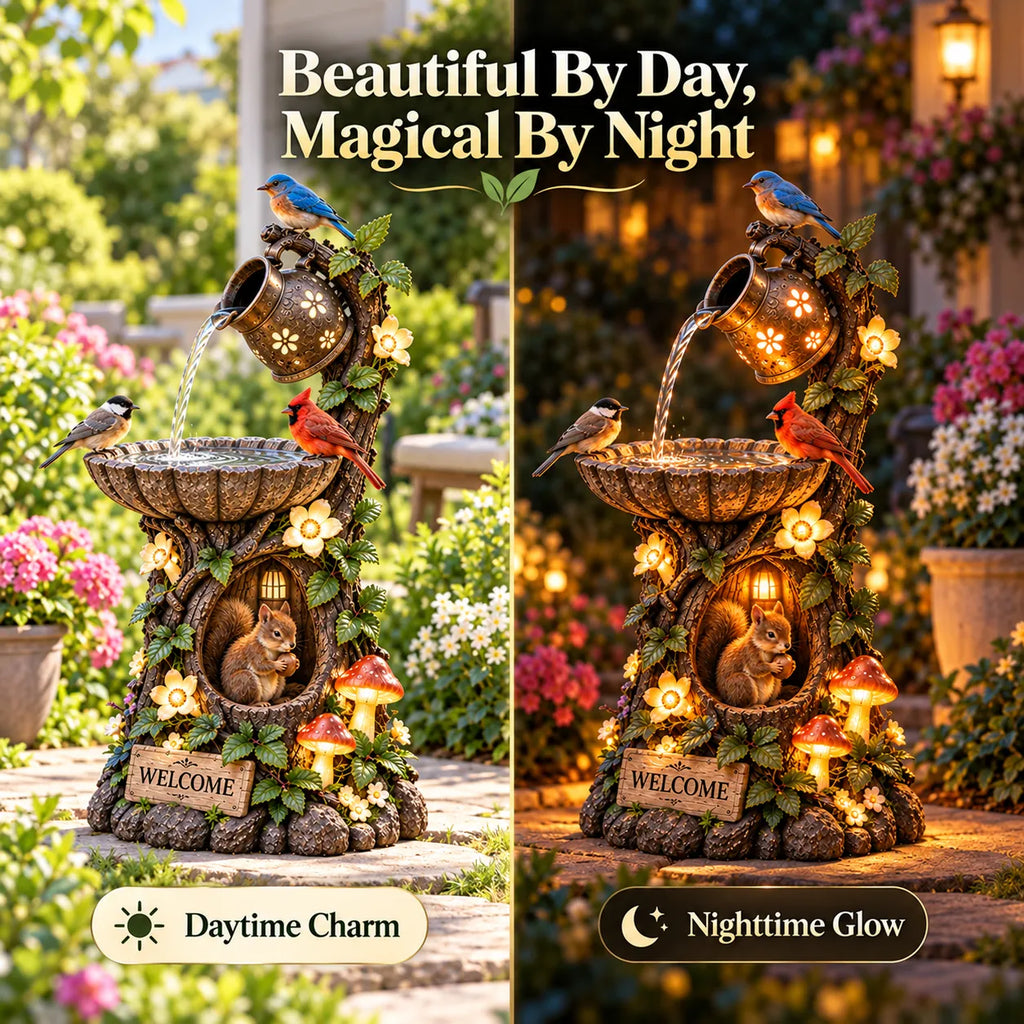 Solar Birdbath Fountain Garden Decor -A Cozy Wildlife Haven for Your Yard