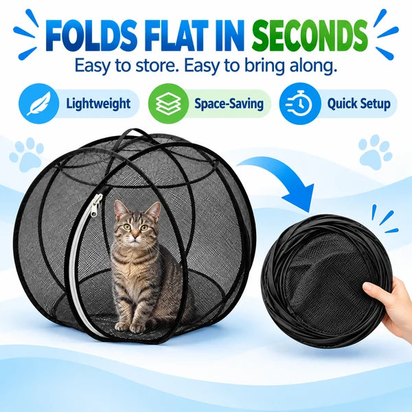 🐱 Portable Pop-Up Cat Playpen – Breathable Mesh Enclosure for Indoor & Outdoor Fun