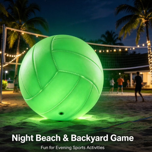 New Glow in The Dark Volleyball, Light-Charged Luminous Volleyball, Official Size and Weight Volleyball, Recreational Use Practice Volleyball,Night Sports Volleyball