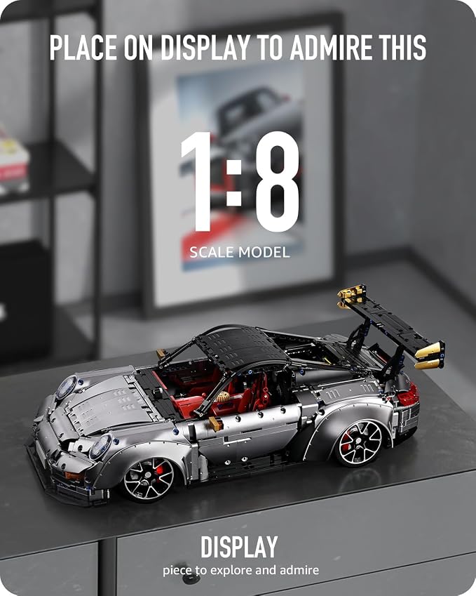 🏎️ 1:8 Supercar Building Kit – 3389 PCS with Remote Control, Electric Doors & Adjustable Suspension