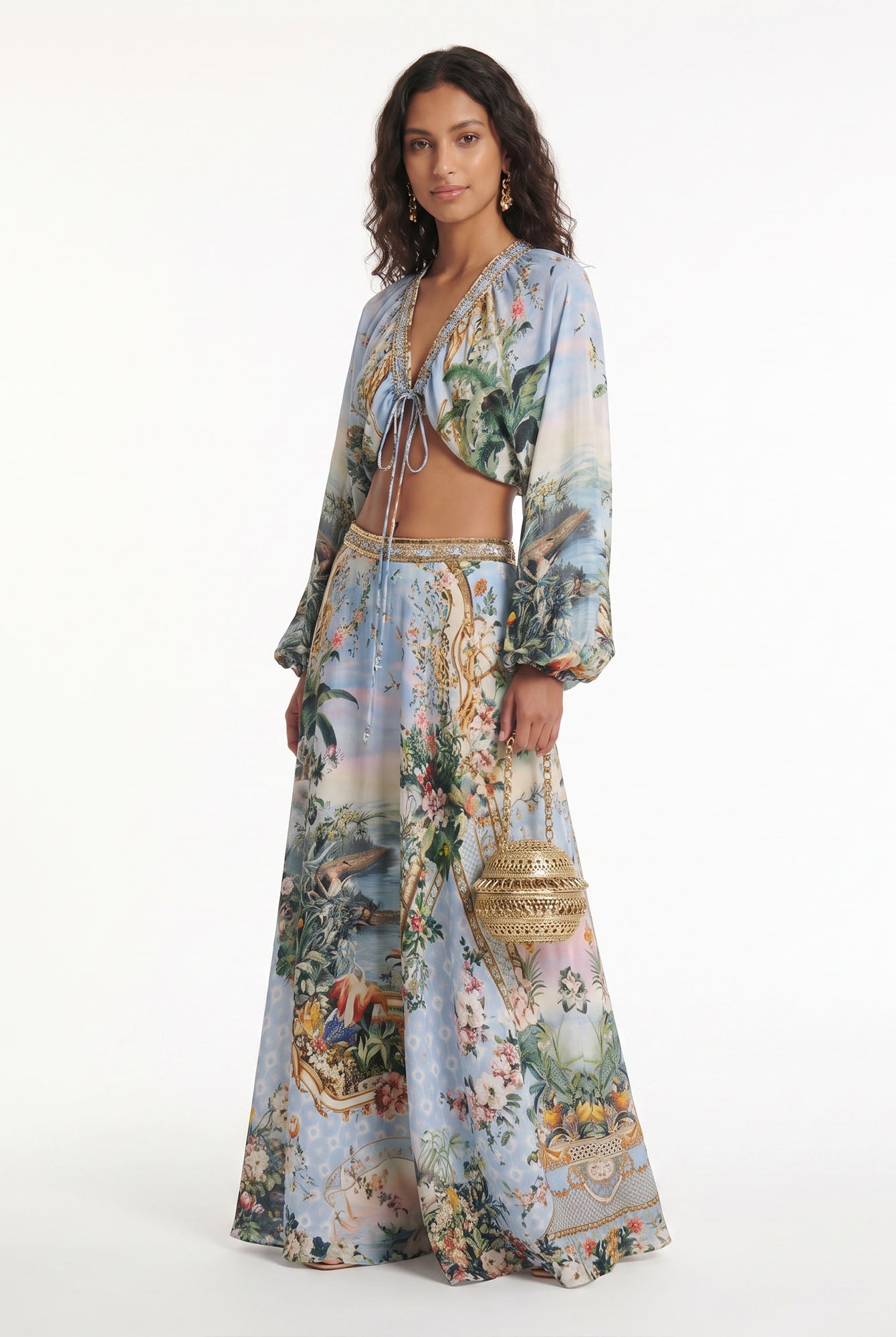 Light Blue Soft Lace Skirt Set