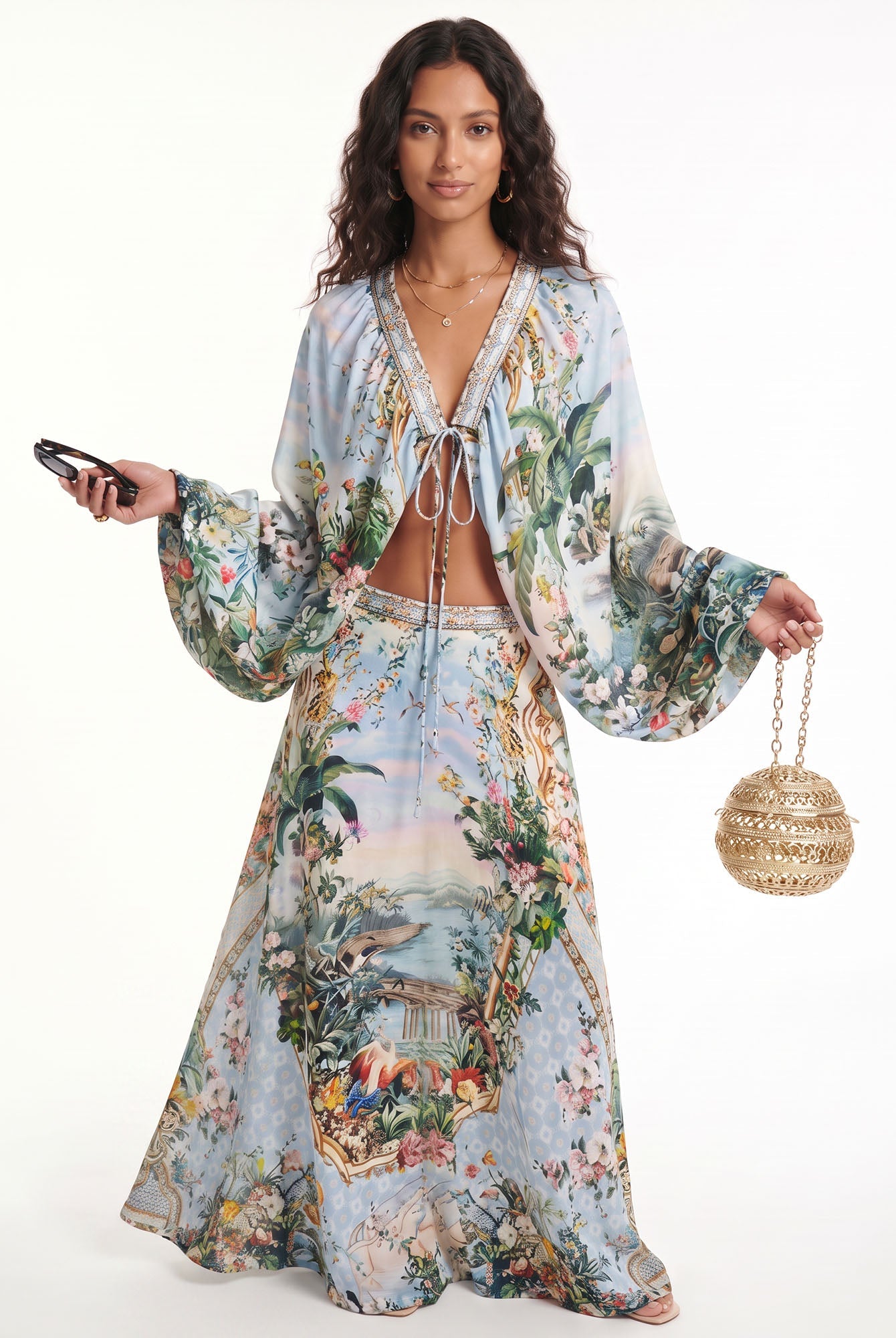 Light Blue Soft Lace Skirt Set
