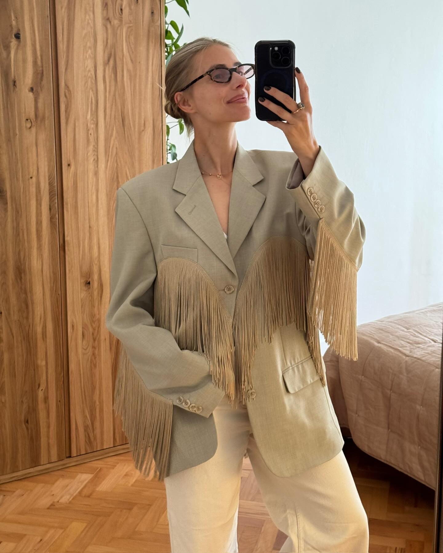 Grey Elevated Fringe Blazer
