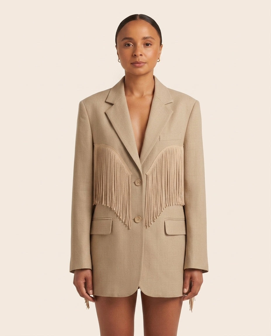 Beige Elevated Linen Blazer