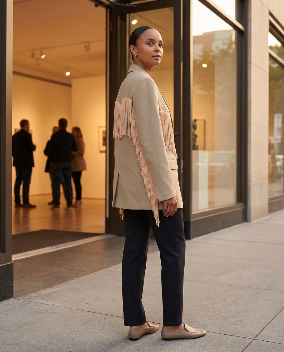 Grey Elevated Fringe Blazer