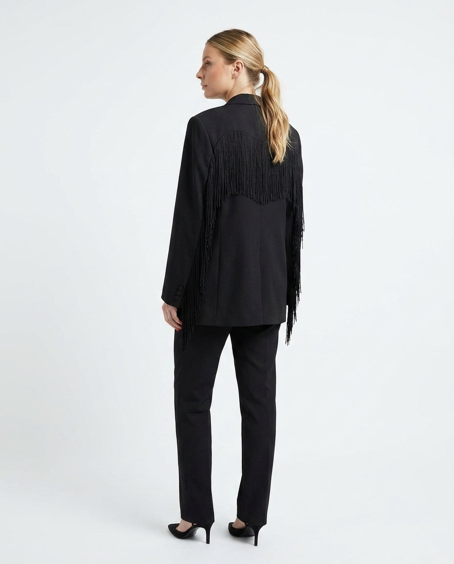 Grey Elevated Fringe Blazer