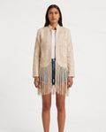 Beige Polished Floral Embroidered Jacket