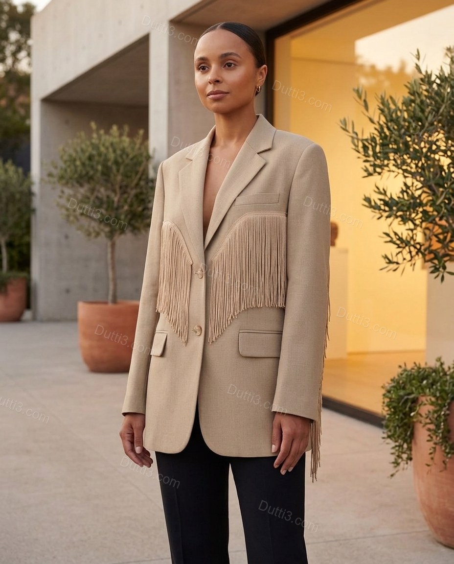 Beige Elevated Linen Blazer