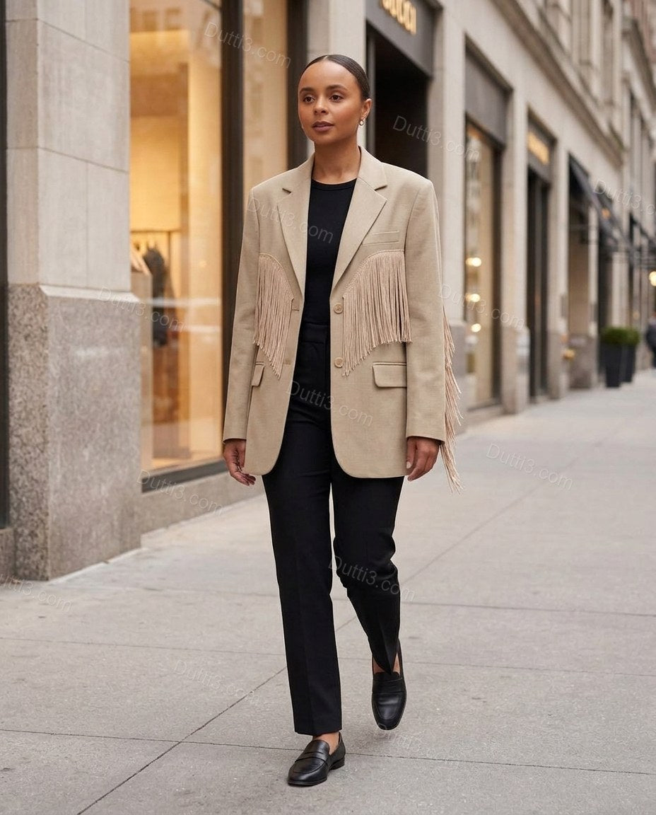 Beige Elevated Linen Blazer