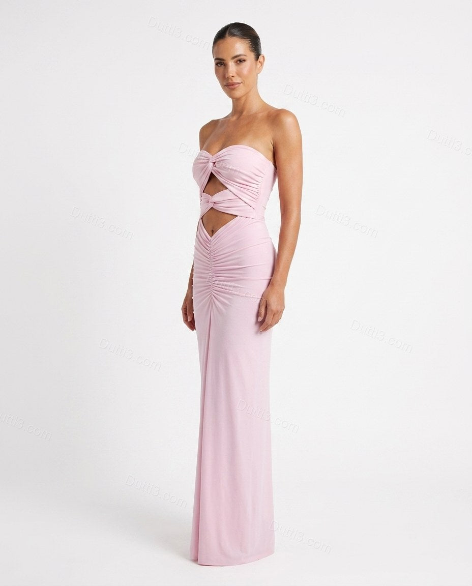 Pink Effortless Ruched Maxi Dress