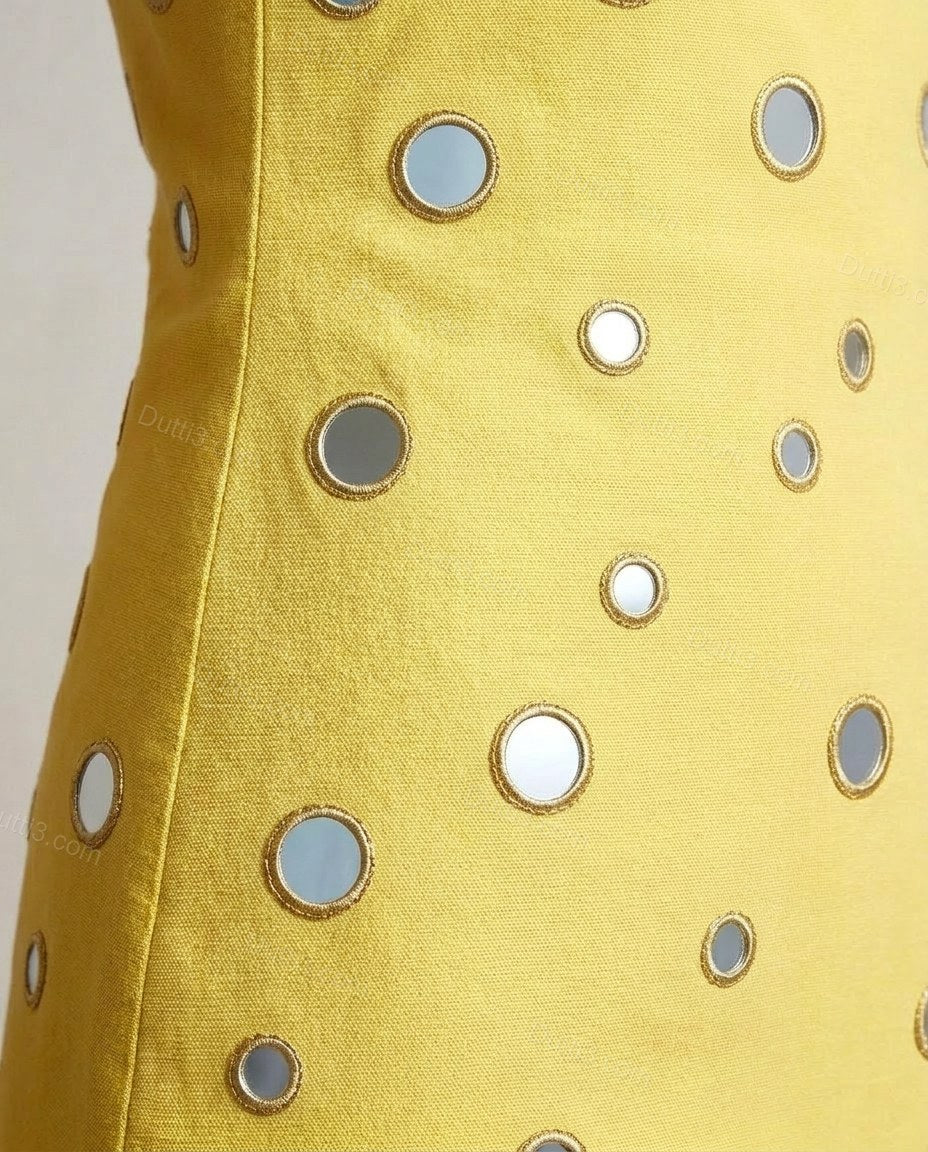Yellow Sleek Textured Midi Dress