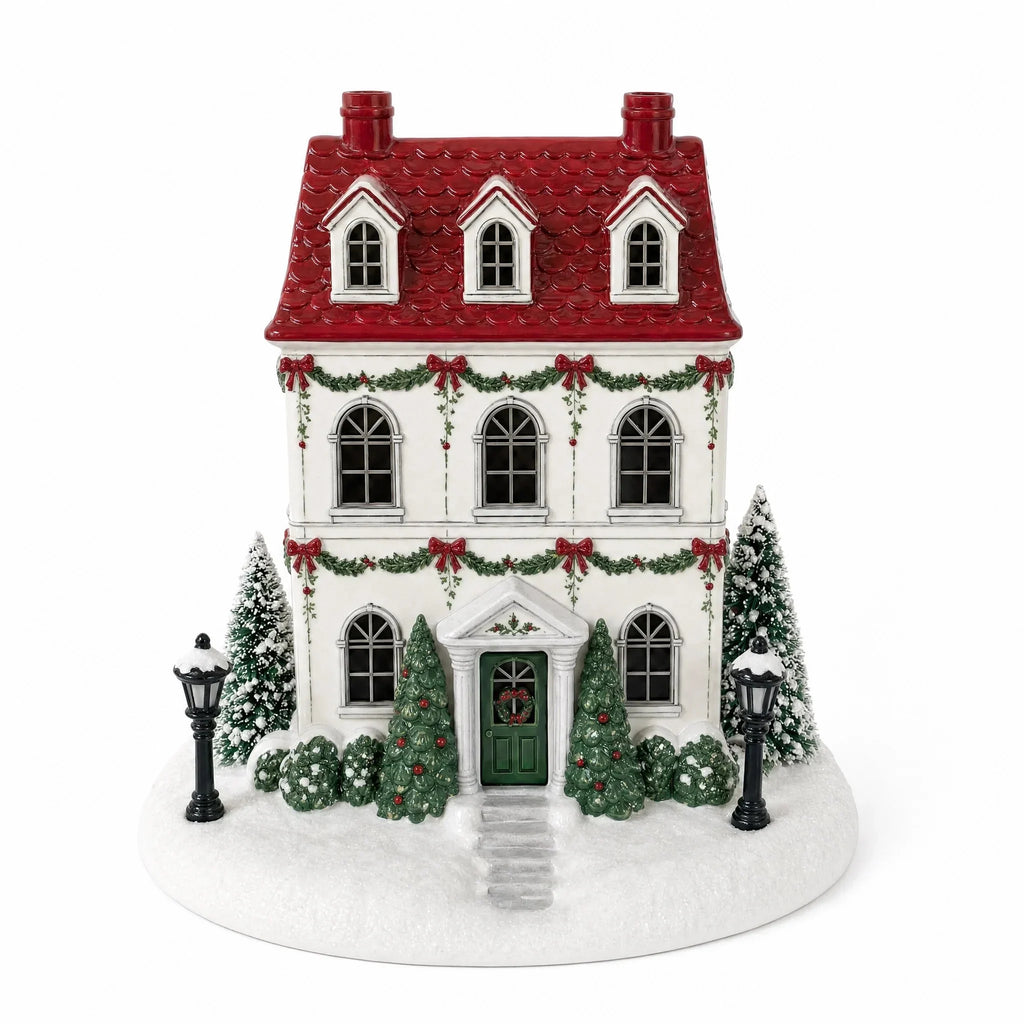 🎄Hot Sale 🔥 Christmas Village Aroma Diffuser – Light-Up Ceramic House with Chimney Mist🏡✨