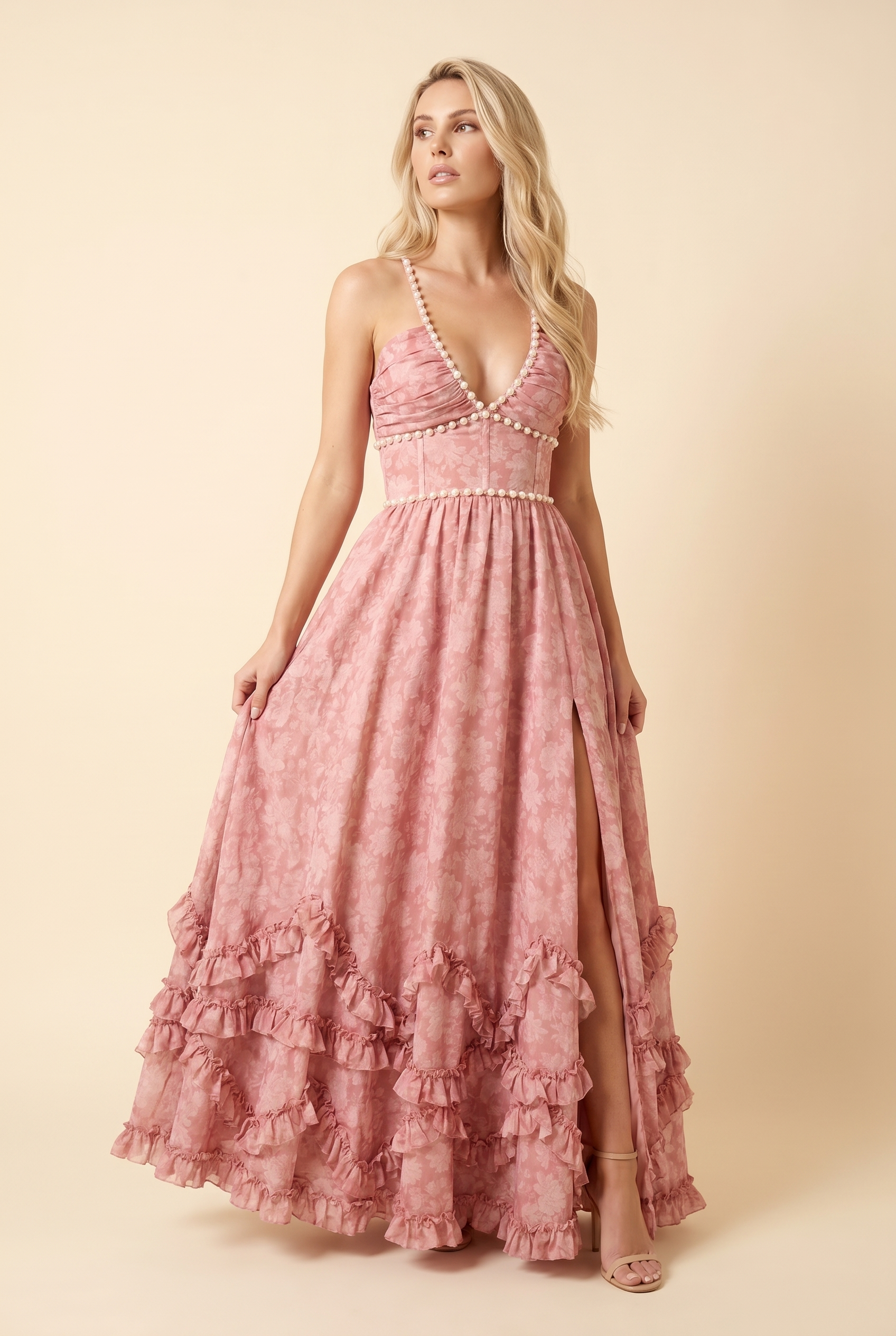 BIANCA MAXI DRESS Blush Petal front
