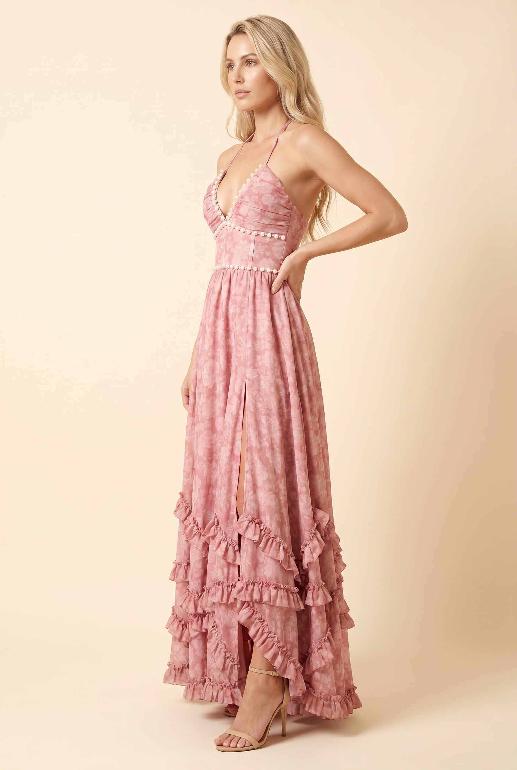 BIANCA MAXI DRESS Blush Petal side