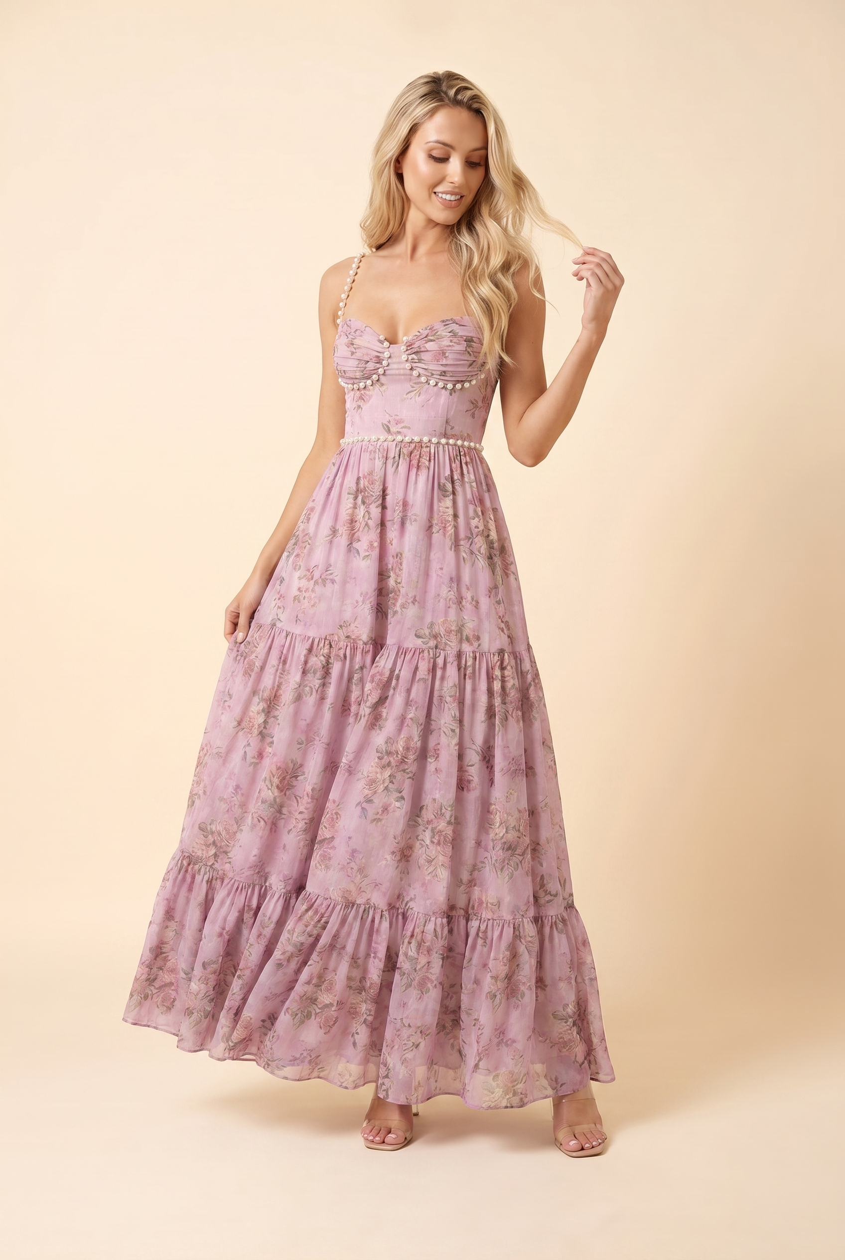 BIANCA MAXI DRESS Rose Garden front
