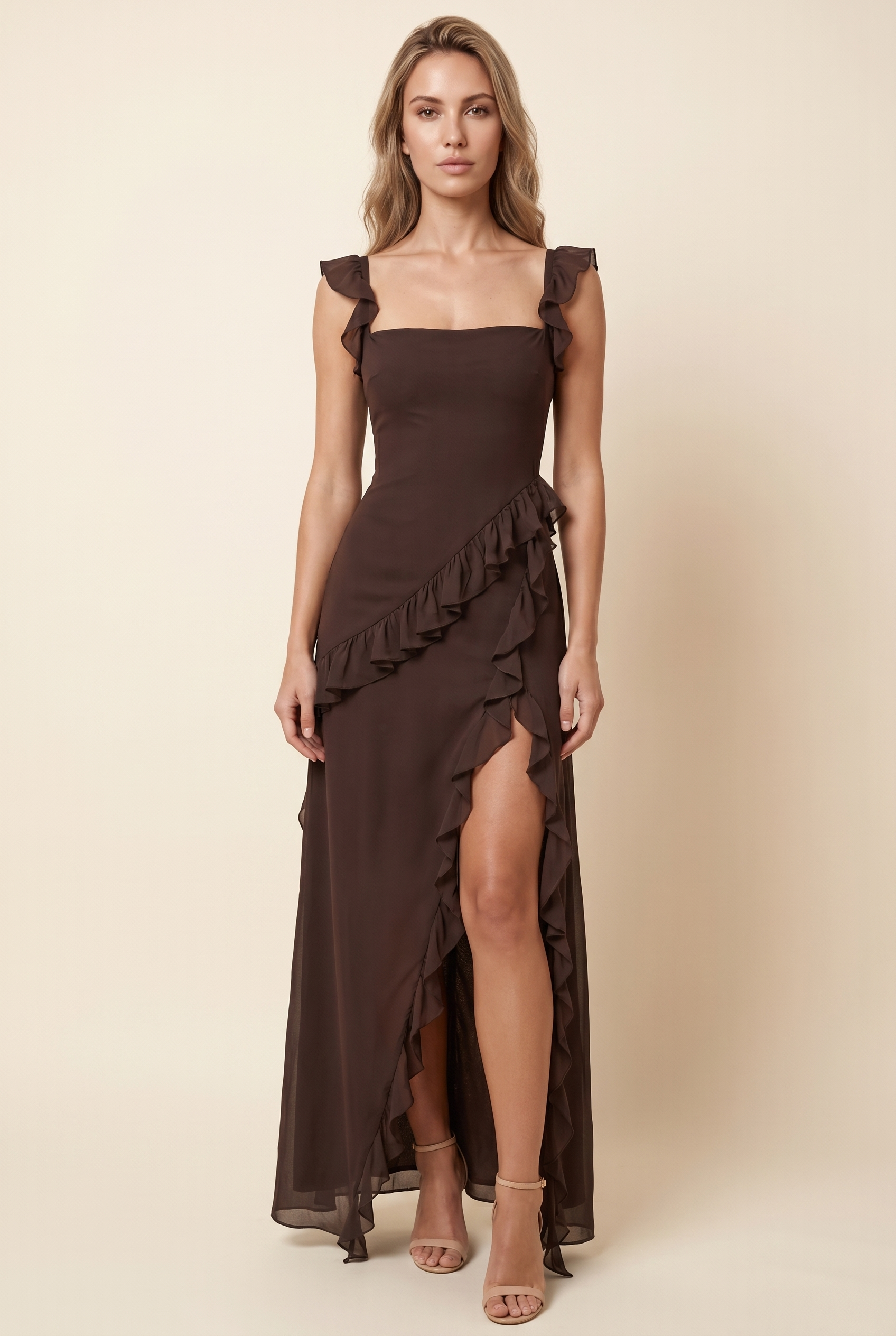 CLAIRE MAXI DRESS Brown front
