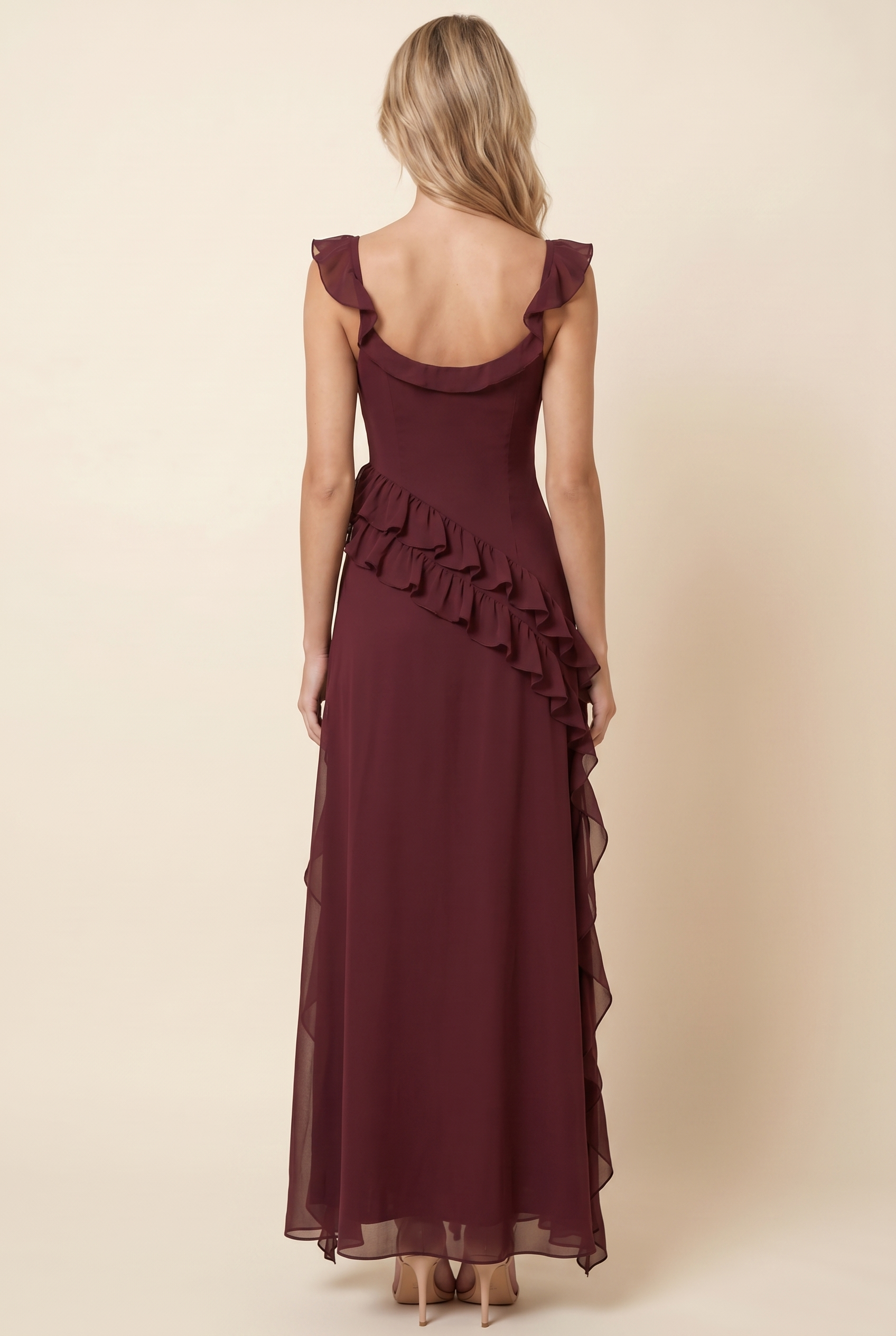 CLAIRE MAXI DRESS Burgundy back