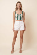 CLAUDIA TOP Green White Stripe front