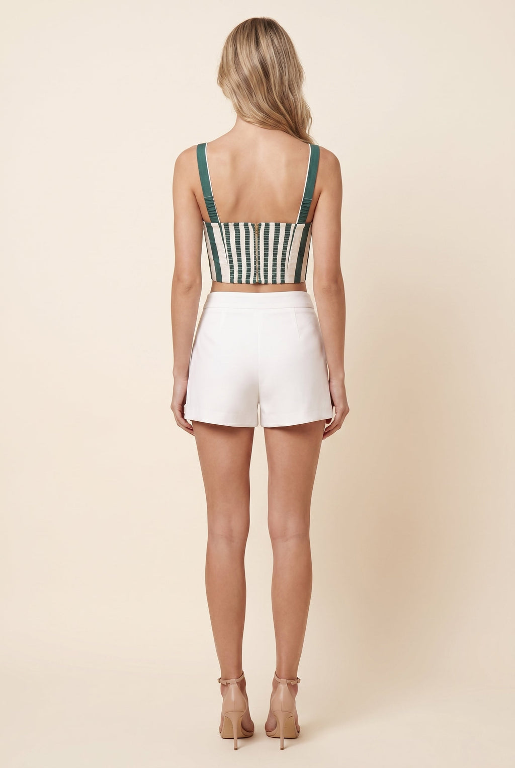 CLAUDIA TOP Green White Stripe back