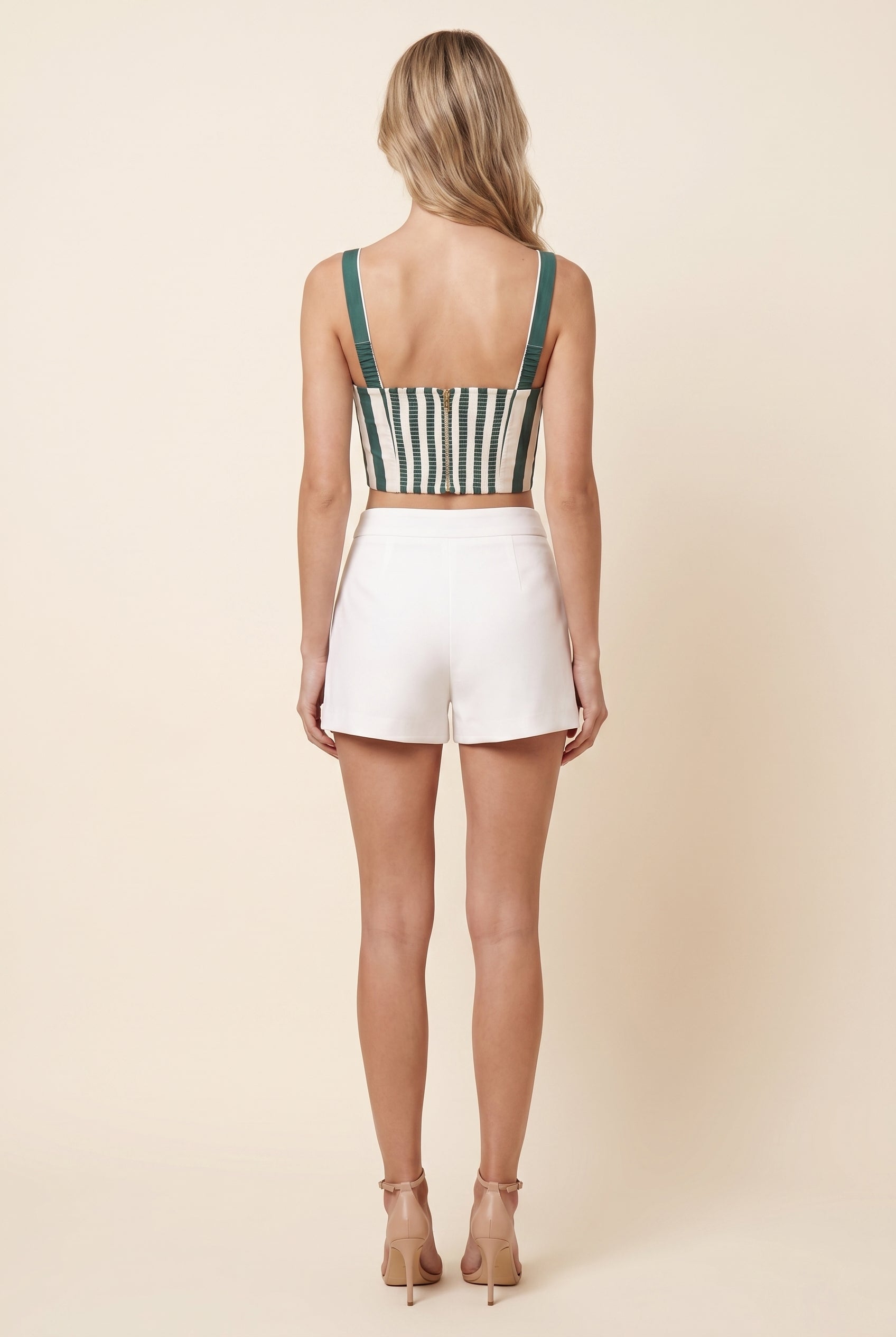 CLAUDIA TOP Green White Stripe back