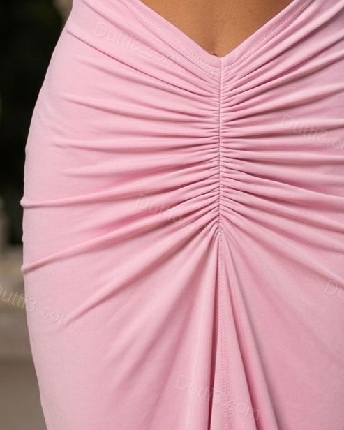 Pink Effortless Ruched Maxi Dress