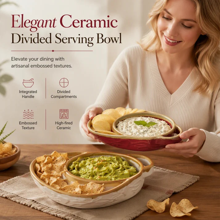 ✨ Retro Ceramic Divided Baking Dish – Vintage Style, Dual Compartments & Elegant Dining for Every Occasion ❤️