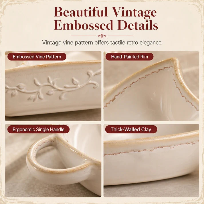 ✨ Retro Ceramic Divided Baking Dish – Vintage Style, Dual Compartments & Elegant Dining for Every Occasion ❤️