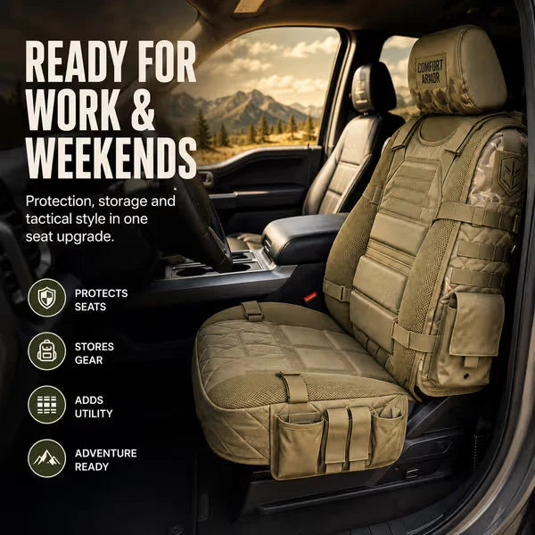 Durable Tactical Truck Seat Cover ✨ Storage,Protection & All- Day Comfort